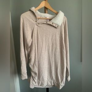 Isabel Maternity Fleece Lined Sweatshirt in Oatmeal size XL